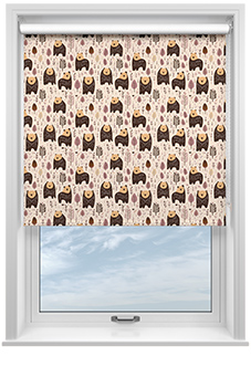 Bear Necessities, Rosewood - Roller Blind